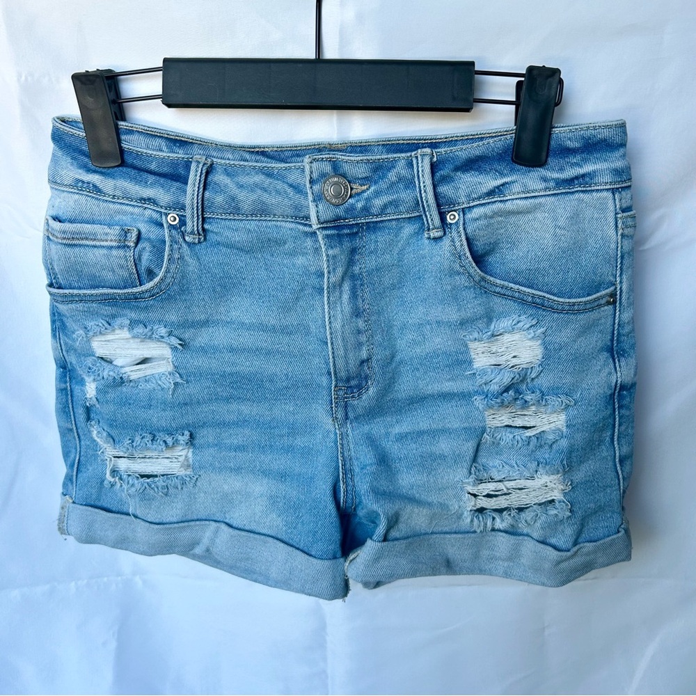 Wax Jean Light Blue Distressed Jean Shorts
